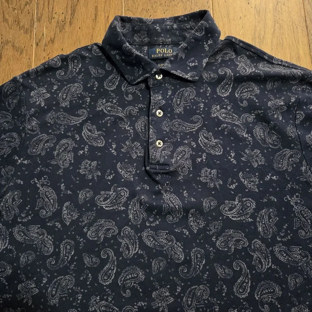 Polo Ralph Lauren Men's Paisley AOP Cotton Polo Shirt Classic Fit Large